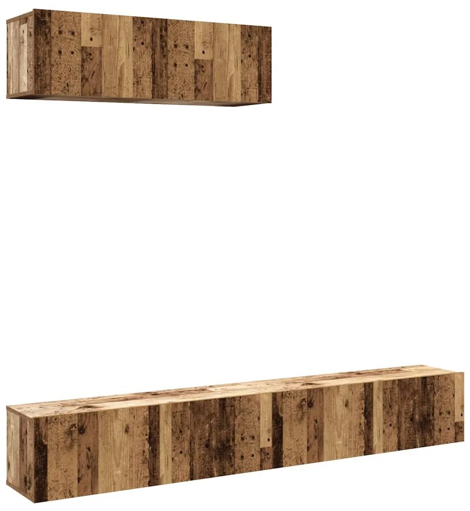 3329007 vidaXL Комплект от 3 части за стенен телевизионен шкаф Старо дърво