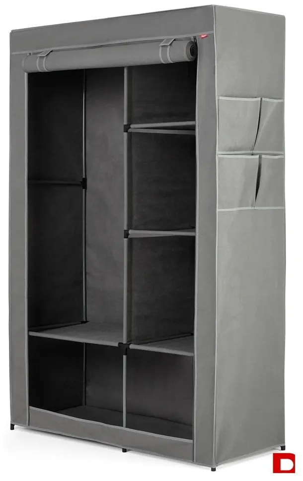 Сив текстилен гардероб 105x161 cm - Rayen