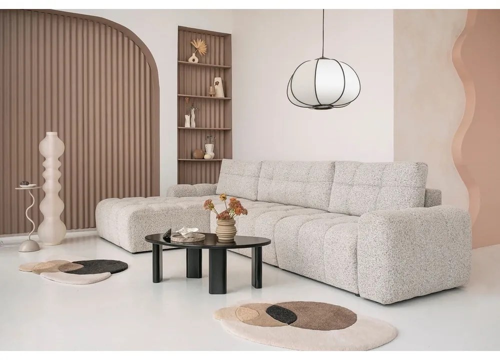 Бежов разтегателен модулен ъглов диван с място за съхранение (ляв ъгъл) Lulu – Miuform