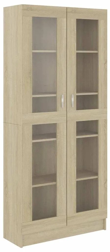 802771 vidaXL Шкаф витрина, дъб сонома, 82,5x30,5x185 см, инженерно дърво