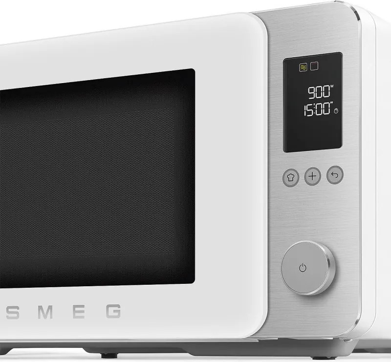 Комбинирана микровълнова фурна с горещ въздух SMEG Collezione MOC02WHMEU, 900W, 27 л, 25 програми, Плавно затваряне, Индивидуални настройки, Бял мат