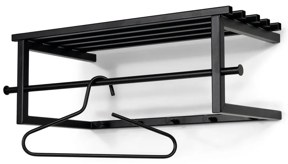 Черна метална стенна закачалка с рафт Marco – Spinder Design