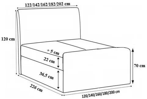 Тапицирано легло Malibu-Ekrou-120 x 200