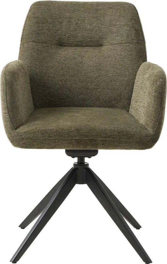 Зелен тапициран трапезен стол с подлакътници Roxana – Unique Furniture