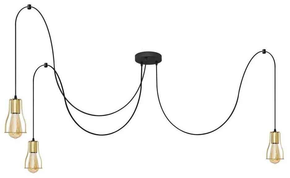 Пендел TUBE 3xE27/10W/230V паяк черен/златист