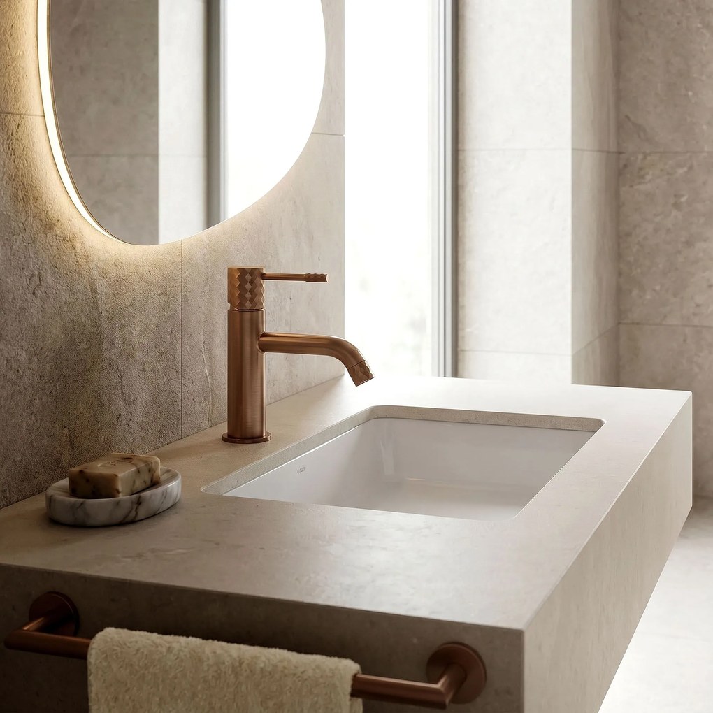 Смесител за мивка Rea Lungo Diamond Brush Copper