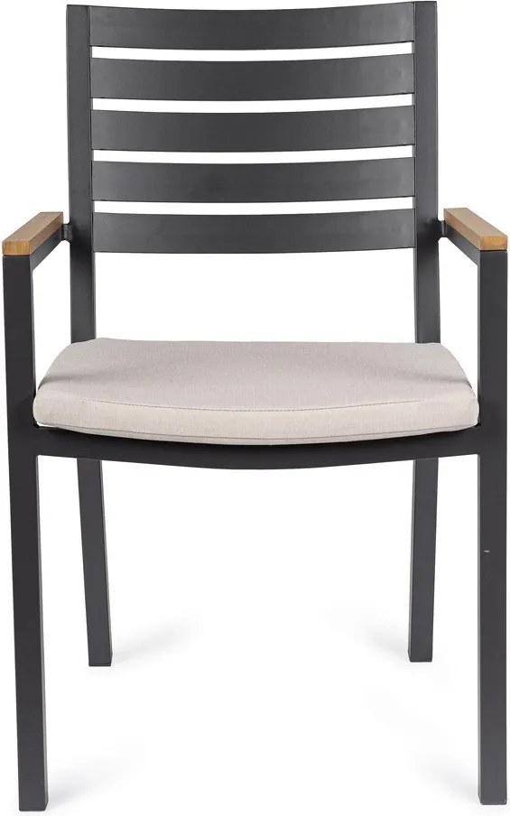 Антрацитен градински стол метален Henna – Bizzotto