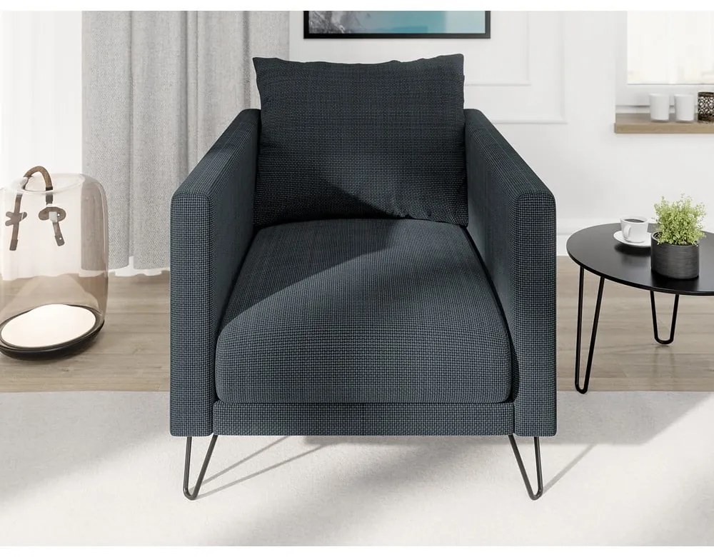 Тъмносиво шенилово кресло Freya – Ropez