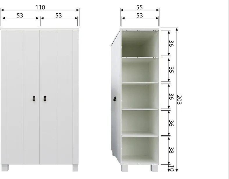 Гардероб от бял бор 111x202 cm Ties - WOOOD