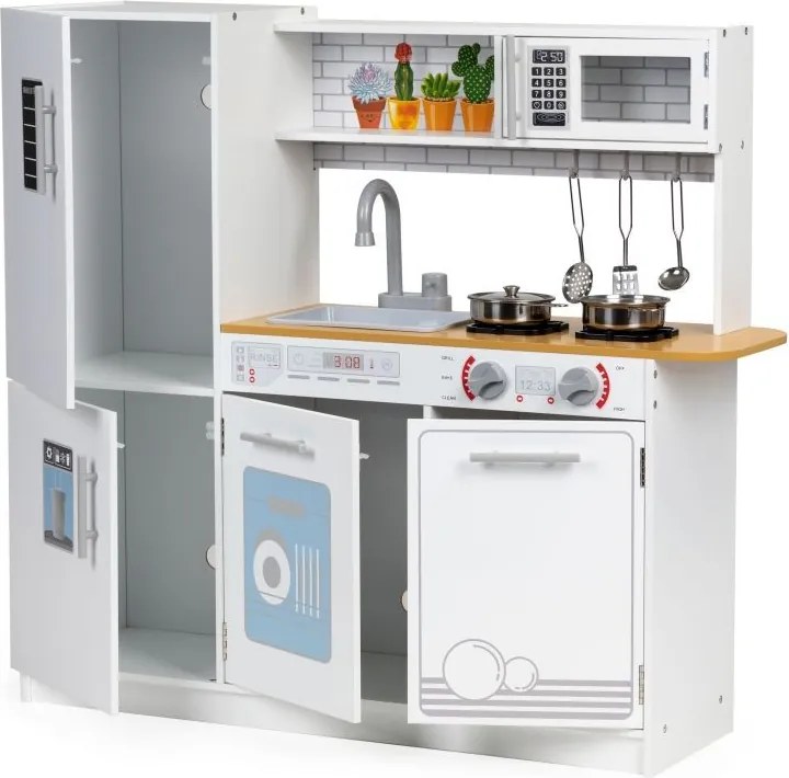 Дървена детска кухня с LED осветление + аксесоари