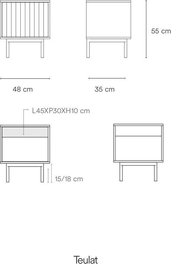 Черно матово нощно шкафче Sierra – Teulat