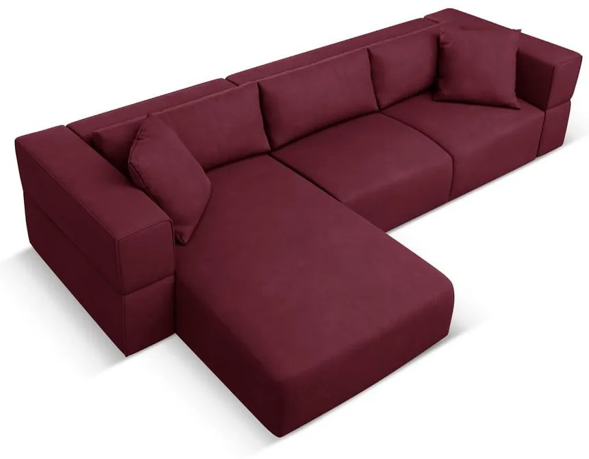 Ъглов диван в цвят бордо, ляв ъгъл Esther – Milo Casa