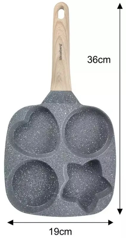 Тиган с 4 отделения Klausberg KB 7808, 19см, Mраморно покритие, Различни форми, Индукция, Сив