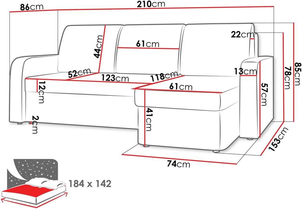 Ъглов диван Тоти-сив