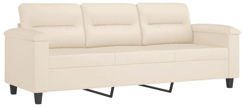 359572 vidaXL 3-местен диван, бежово, 180 см, микрофибърен плат