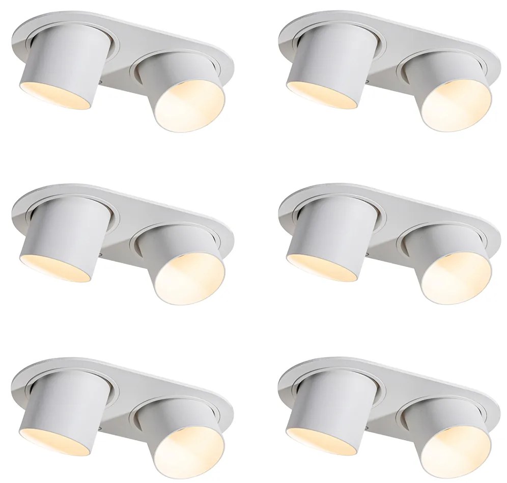 Комплект от 6 вградени спота бели GU10 50mm 2-Light - Installa
