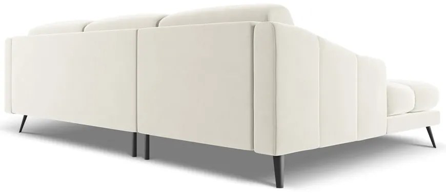 Кремав кадифен ъглов диван (ляв ъгъл) Nalu – Makamii