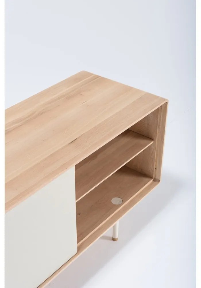 Бяла/естествена маса за телевизор от масивен дъб 180x64 cm Fina – Gazzda