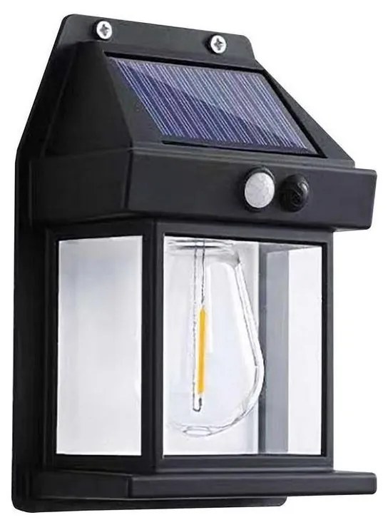 LED соларен стенен фенер с сензор LANTER LED/1W/3,7V IP44 черен