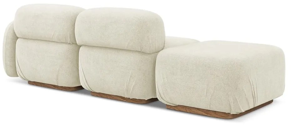 Кремав модулна лежанка от букле (ляв ъгъл) Ailani – Makamii