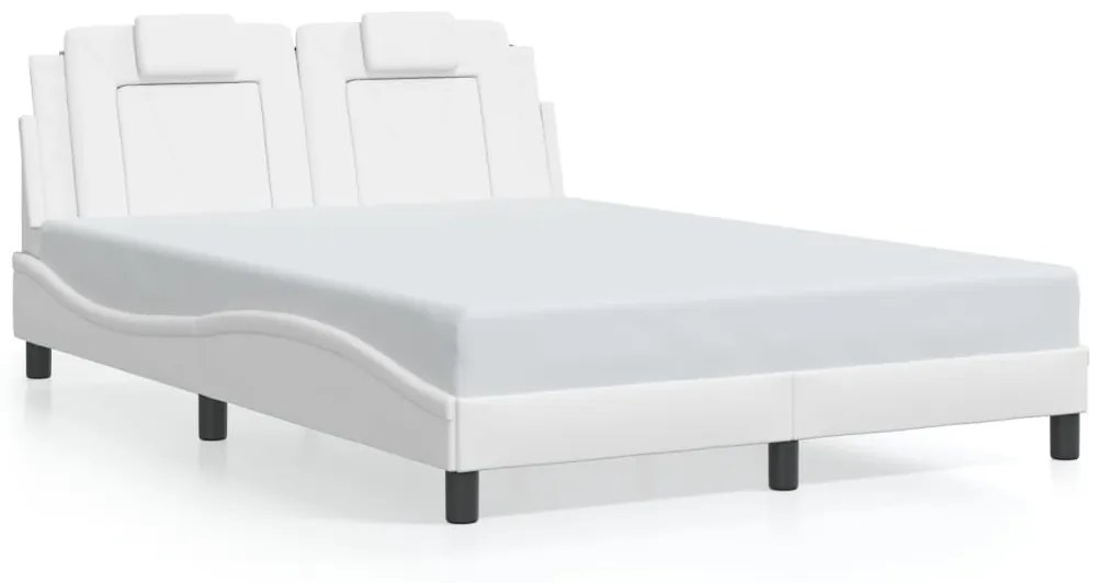 3208083 vidaXL Рамка за легло Viana без матрак, бяла, 120x200 см, изкуствена кожа