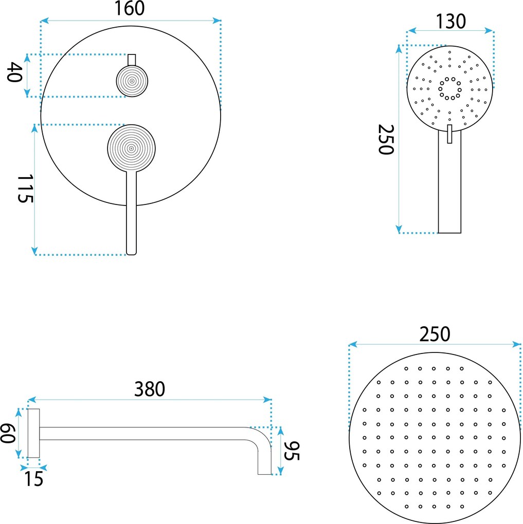 Душ система за вграждане Rea Foster Brush Gold