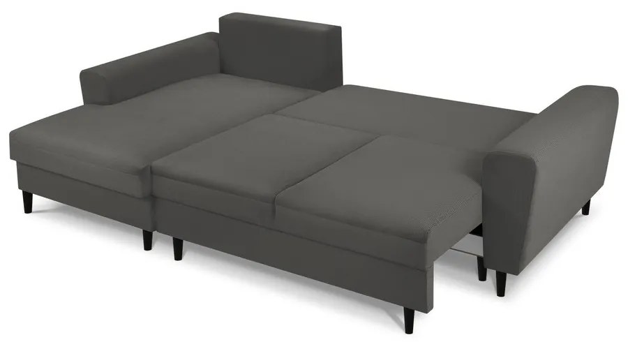 Тъмносив разтегателен ъглов диван с място за съхранение от рипсено кадифе (ляв ъгъл) Kyoto – Cosmopolitan Design