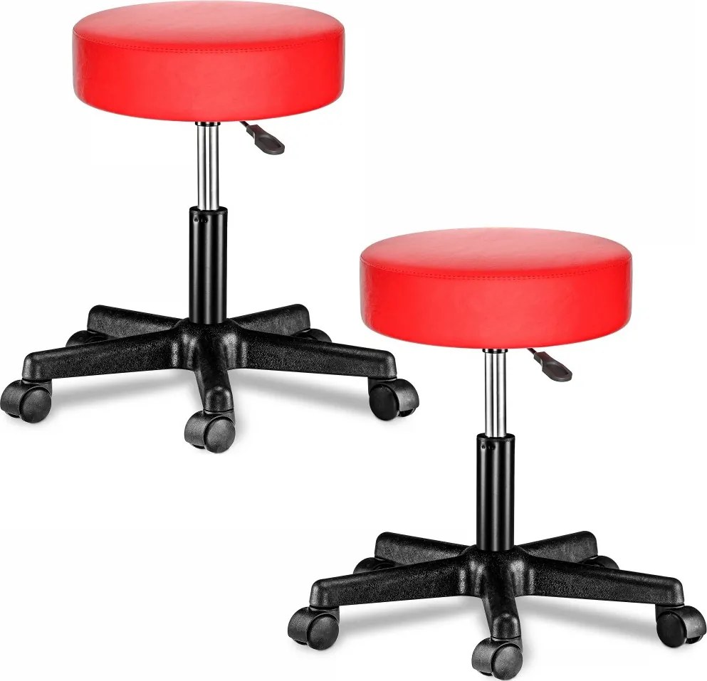 Козметичен стол на колелца 360°, регулируем - комплект от 2 Зелено