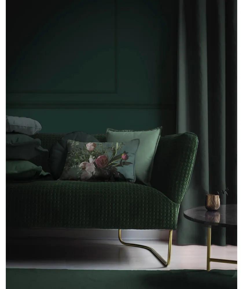 Зелена кадифена възглавница с флорален десен Bodegon, 50 x 35 cm - Velvet Atelier
