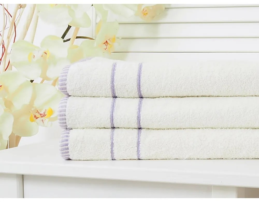 Хавлиена кърпа за баня в цвят крем-лавандула 65x130 cm - B.E.S.