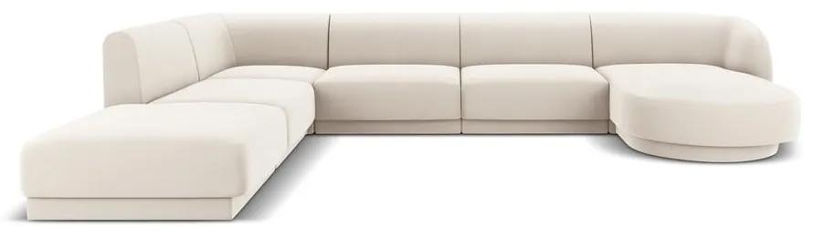 Ъглов диван от бежово кадифе (ляв ъгъл) Miley - Micadoni Home