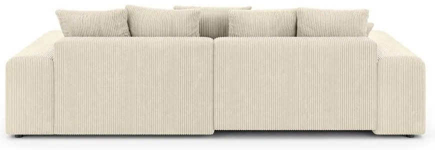 Кремав разтегателен ъглов диван с място за съхранение от рипсено кадифе (променлив) Luma – Ropez