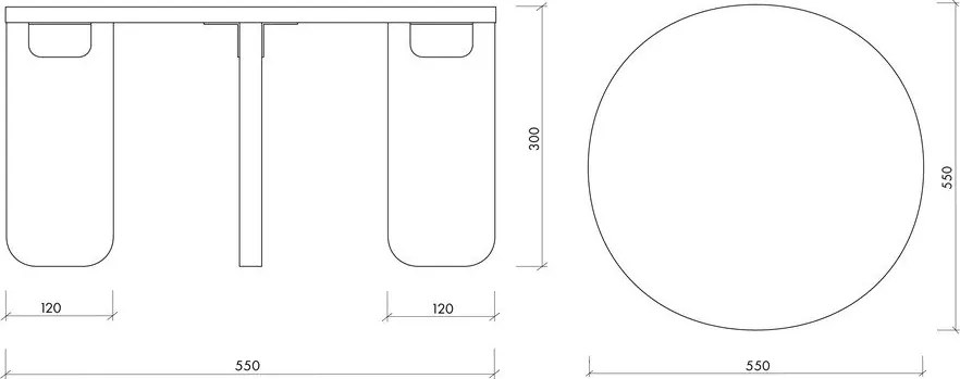 Черна кръгла масичка за кафе с дъбов плот ø 55 cm Kuvu – noo.ma