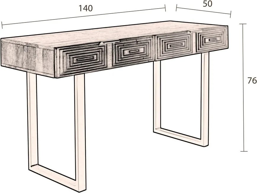 Конзолна маса с плот от мангово дърво, дължина 140 cm Volan - Dutchbone