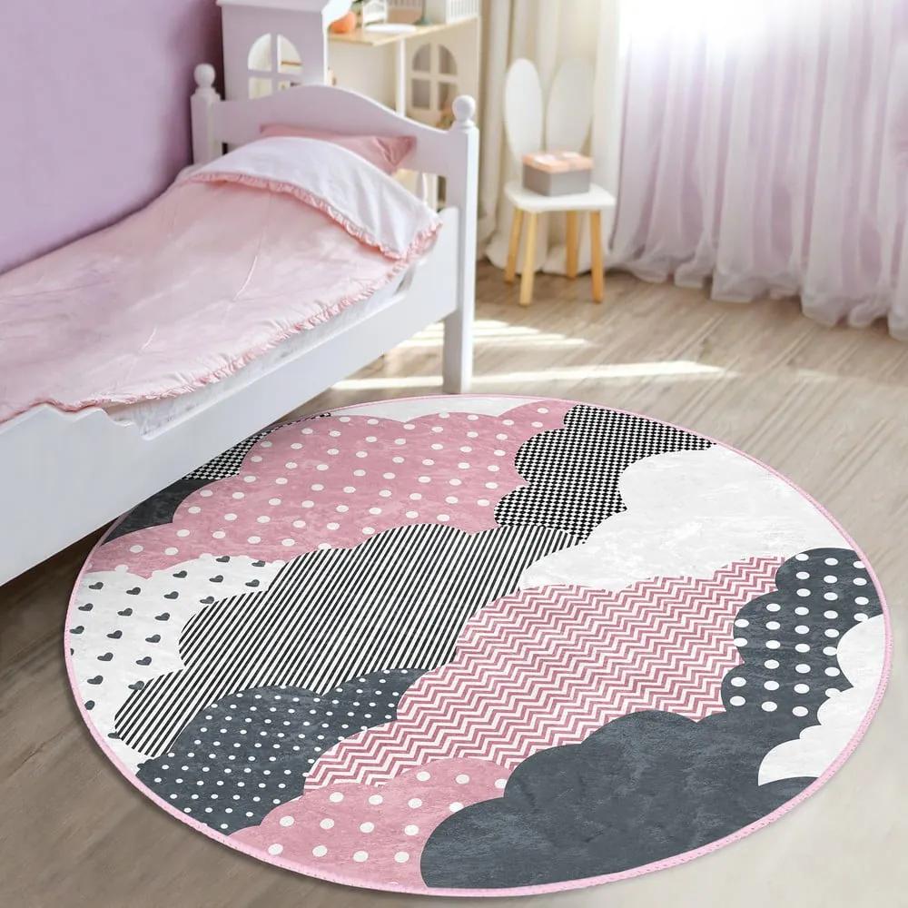 Розово-сив детски килим ø 80 cm Comfort - Mila Home