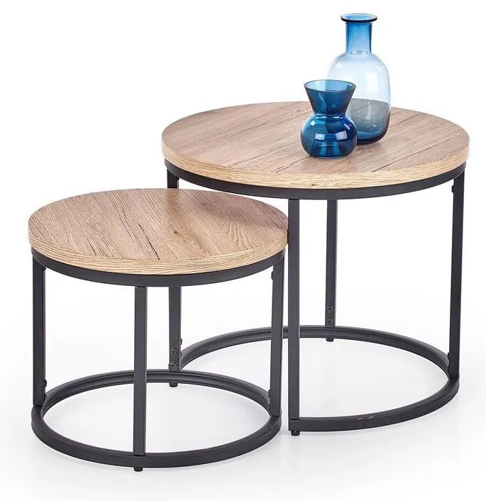 Комплект от 2 холни маси JENO, дъб/черно