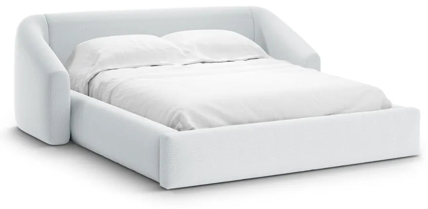 Светлосиво двойно легло 140x200 cm тапицирано с място за съхранение с включена подматрачна рамка Campi – Cosmopolitan Design