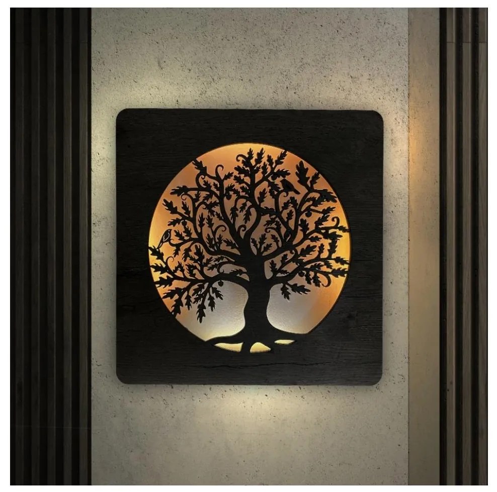 Li-Go 5275/DUB2 - LED стенна декорация LED/10W/5V 20000 mAh 42x42 см дъб + дистанционно управление