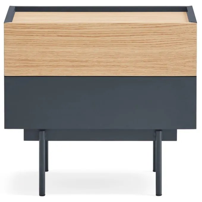 Нощно шкафче в антрацитно-естествен цвят в дъбов декор Otto - Teulat