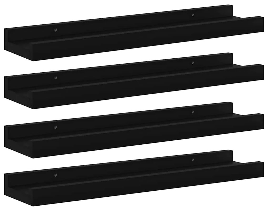326667 vidaXL Стенни рафтове, 4 бр, черни, 40x9x3 см
