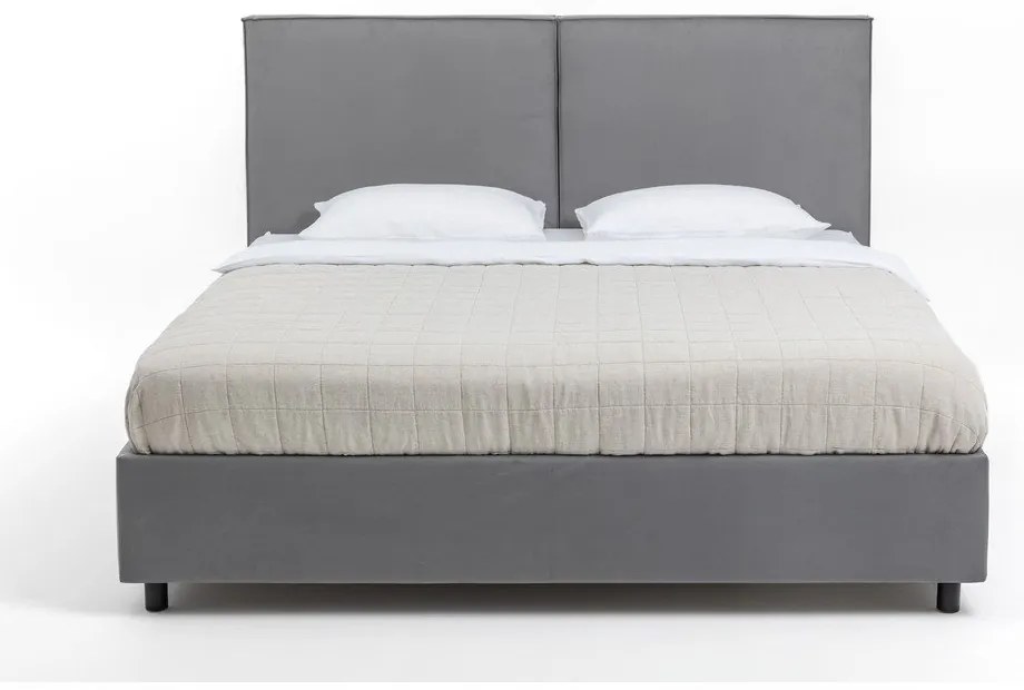 Сиво тапицирано двойно легло с място за съхранение и матрак с решетка 180x200 cm Myra Bold - Bonami Selection