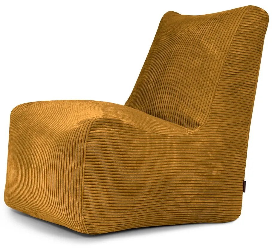 Пуф от рипсено кадифе в цвят горчица Seat Lounge – SLOWDOWN