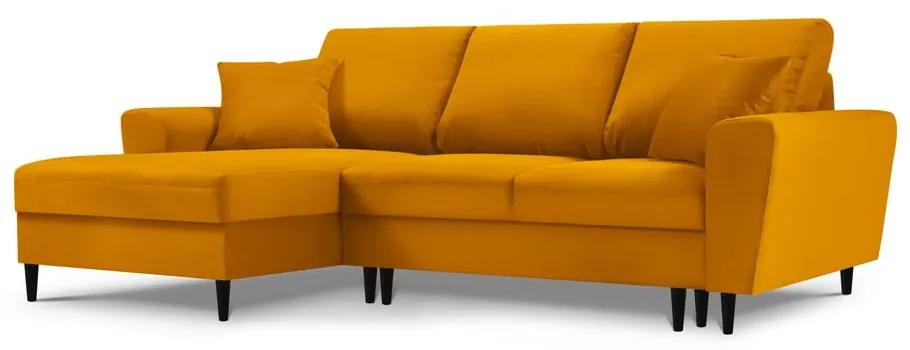 Оранжев ъглов велурен разтегателен диван , ляв ъгъл Jazz - Kooko Home