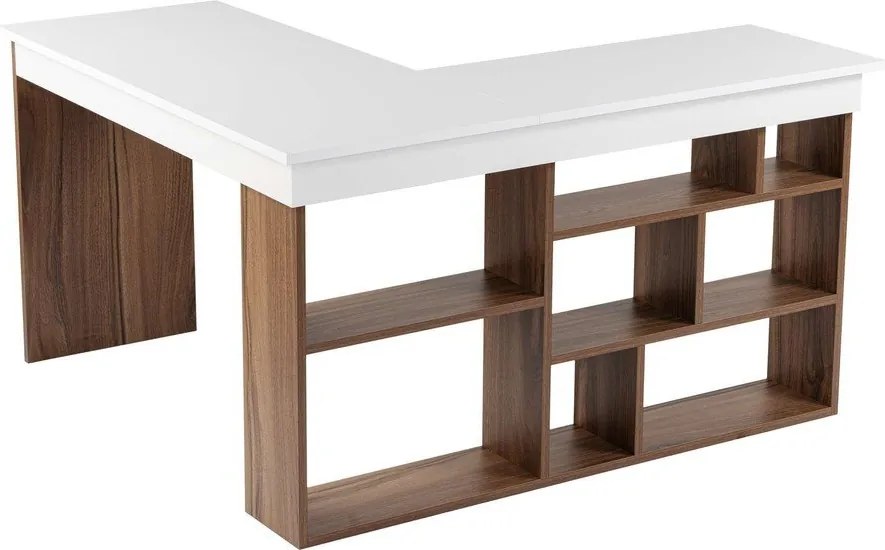 Работна маса от декор от орех 120x130 cm Vesper – Kalune Design