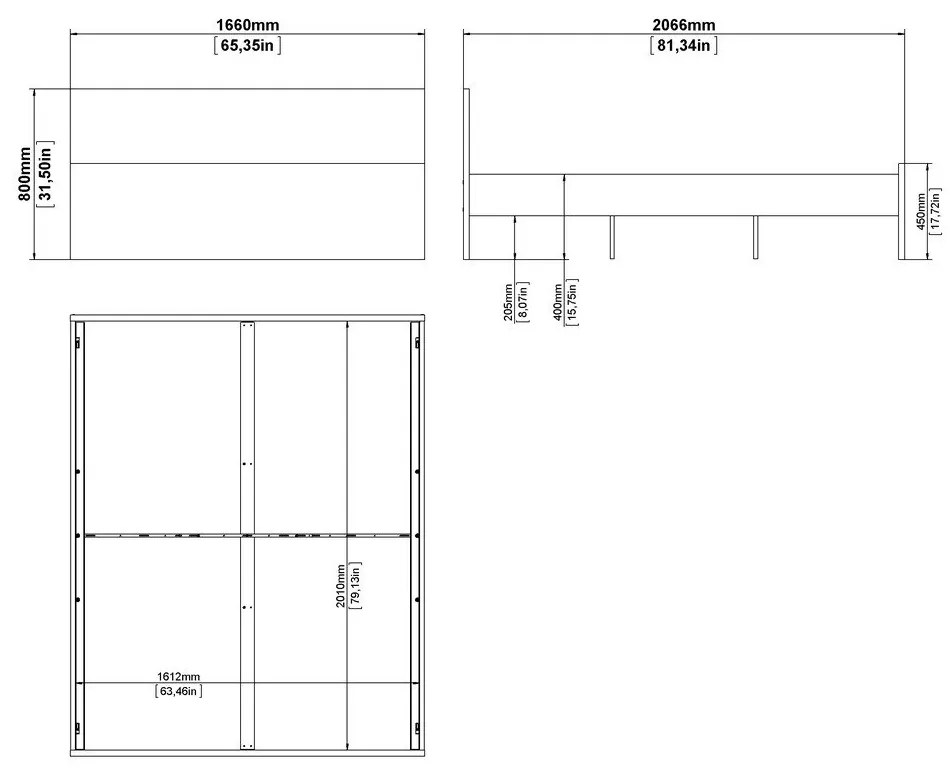 Бяло двойно легло 160x200 cm Naia – Tvilum