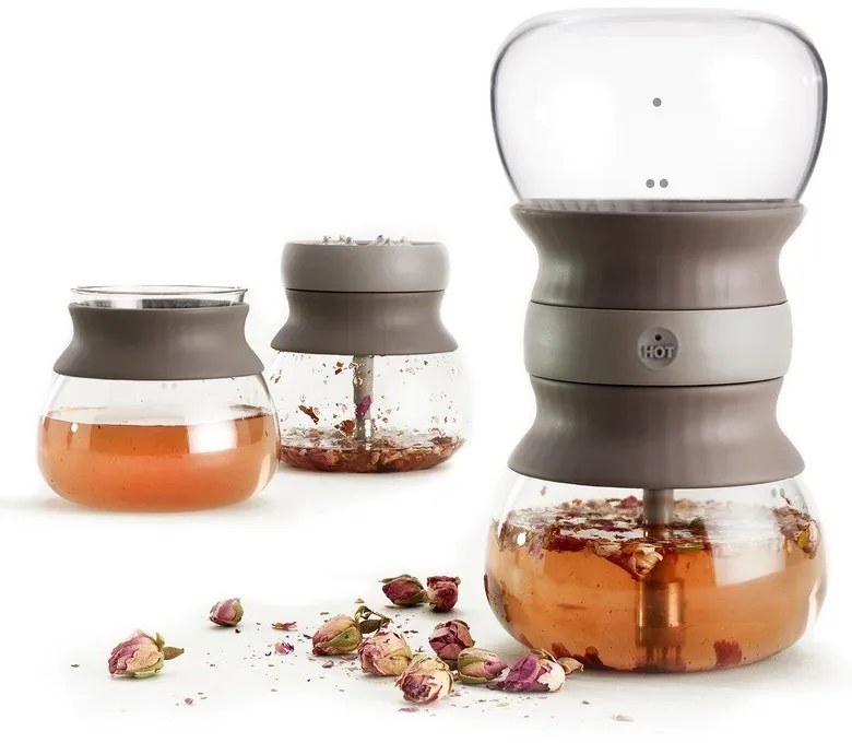 Светлокафяв стъклен чайник с цедка 500 ml – Lékué