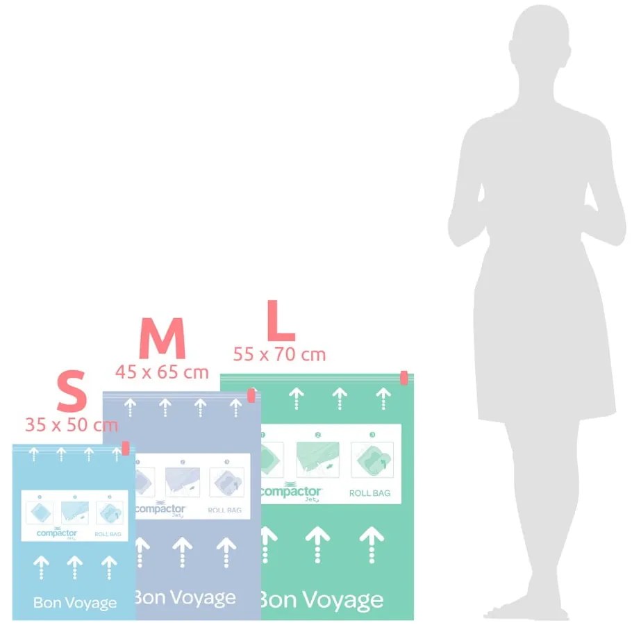 Вакуумни торбички в комплект от 6 бр. Roll Up S/M/L - Compactor
