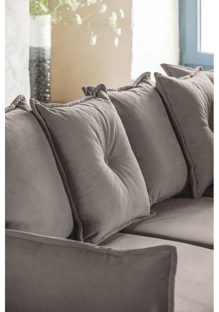 Светлокафяв ъглов диван от велур (десен ъгъл/U-образна форма) Lazy Lukka - Miuform