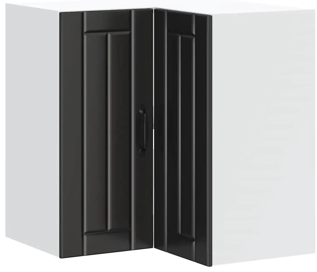 853858 vidaXL Кухненски стенен ъглов шкаф Lucca, черен, инженерно дърво