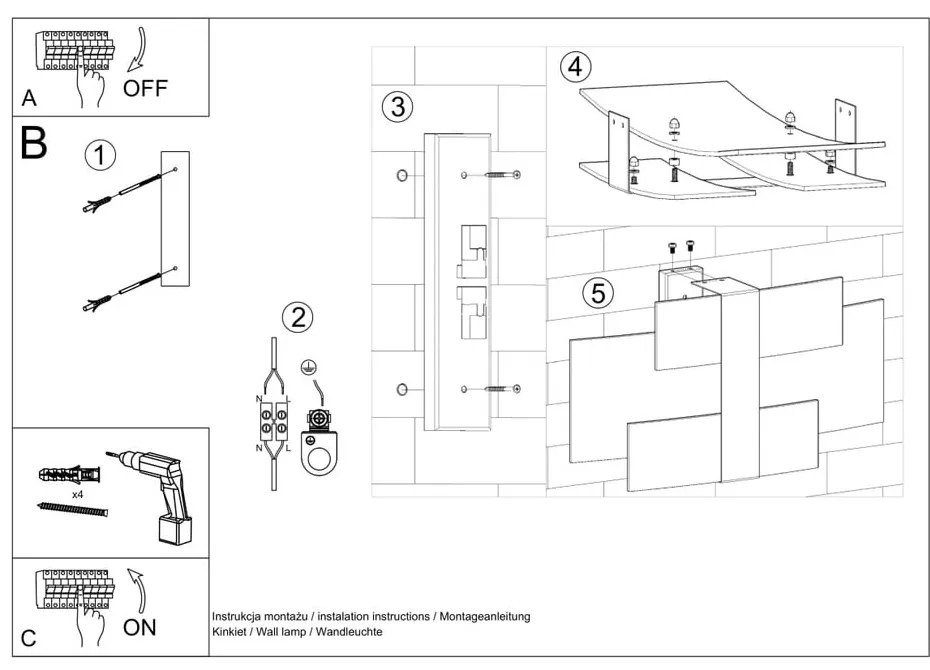 Бяла стенна лампа Marett – Sollux